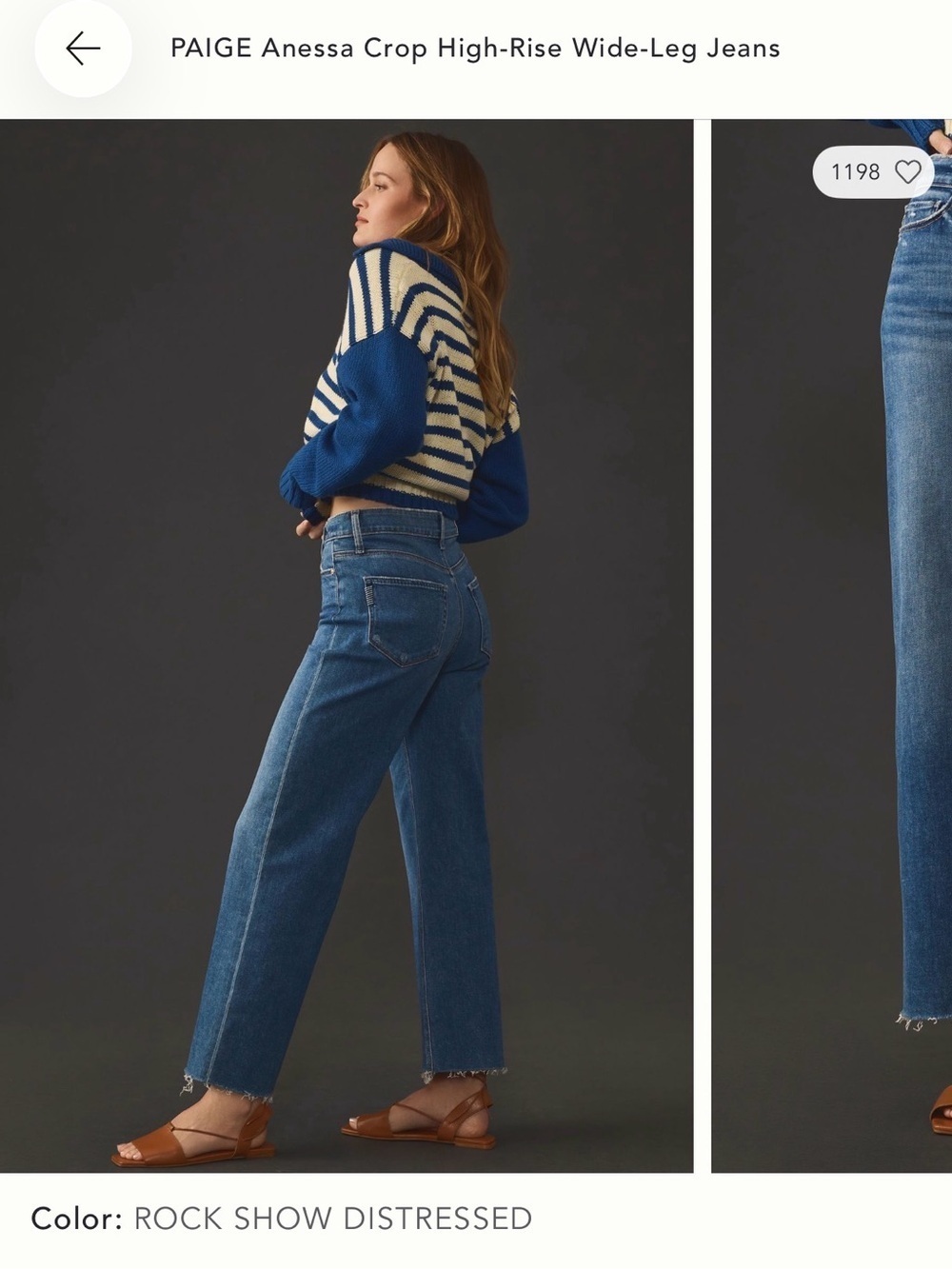⛱️🔥PAIGE - Blue Rock Show Distressed Crop Jeans - 29 - Picture 3 of 5
